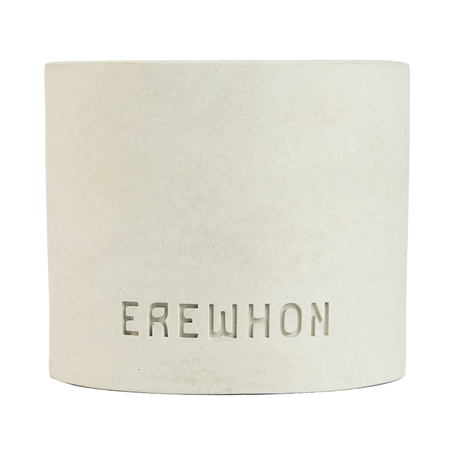 Erewhon Basil Green Leaves Scented Cement Candle in Handmade Vessel