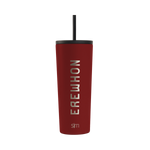 Erewhon 24 oz insulated cherry red tumbler with double-wall stainless steel design, suitable for hot and cold beverages, displayed on a neutral background